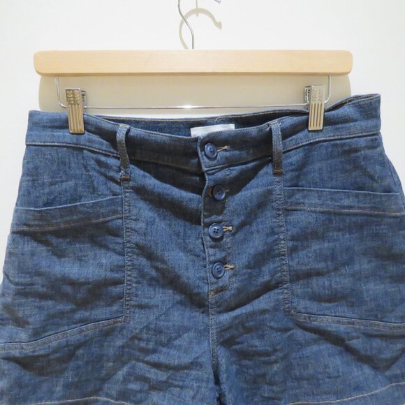 EVEREVE Joelle Stretch Linen Shorts in Stargazer Dark Denim Preppy Casual Comfy - Picture 4 of 14